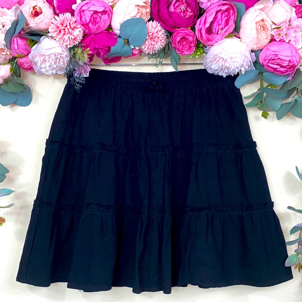 •papermoon• {The Emma Mini Skirt} Three Tiers [drawstring / elastic waist] Black